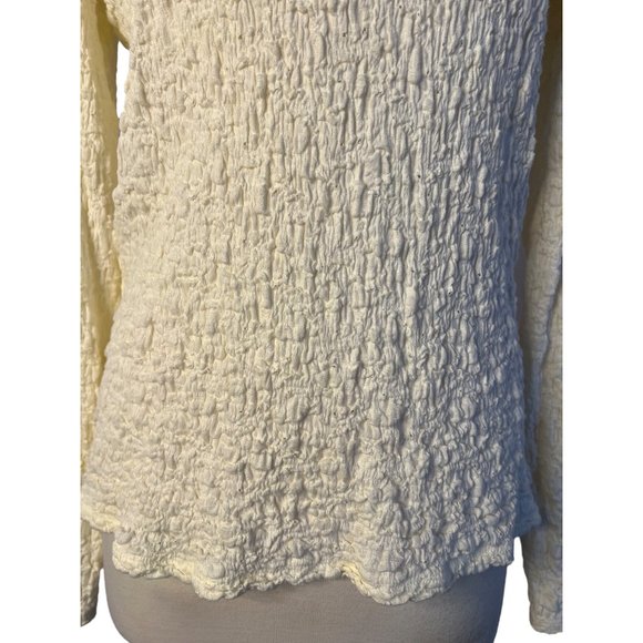 J Jill Blouse L Cream Long sleeve Round Neck Stretch Pull Over - Picture 7 of 14